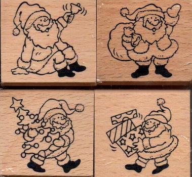 Wood Stamp Santa 4er SET Nikolaus