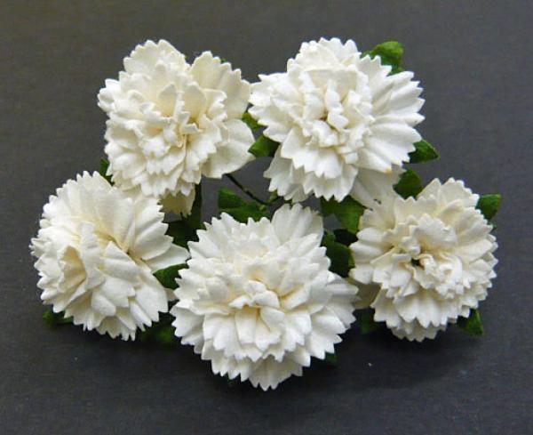 50 White Mulberry Paper Carnation Flowers  SAA113