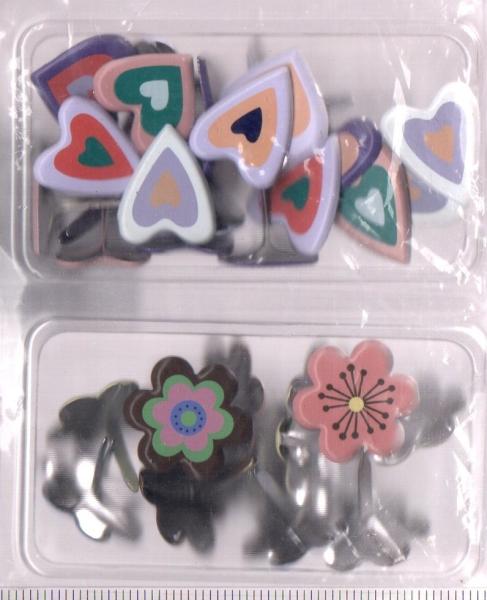 Brads 72pcs Hearts and Flowers
