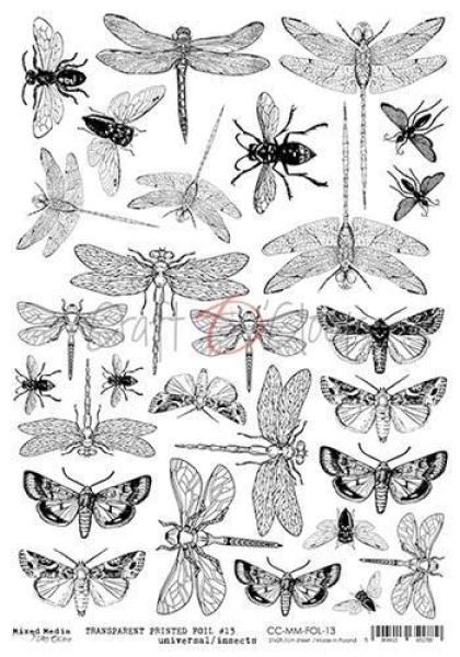 Craft o Clock Transparent Black Printed Foil Insects #13