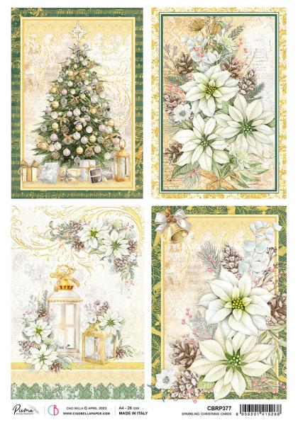 Ciao Bella A4 Rice Paper Sparkling Christmas Cards #CBRP377