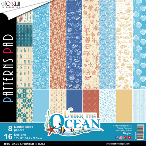 SALE Ciao Bella 12x12 Patterns Pad Under the Ocean #CBT017
