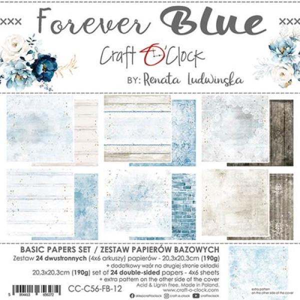 Craft O Clock 8x8 BASIC Paper Pad Forever Blue