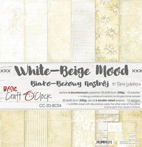 Craft O Clock 12x12 Paper Pad Basic White Beige Mood #04
