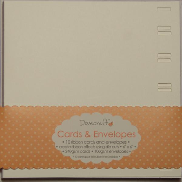 Dovecraft Ribbon 6x6 Cards & Envelopes - White