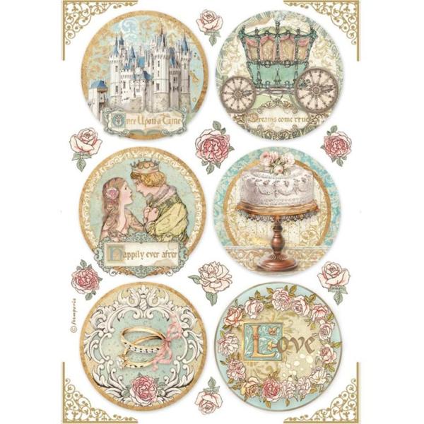 Stamperia A4 Rice Paper Sleeping Beauty Rounds #4576