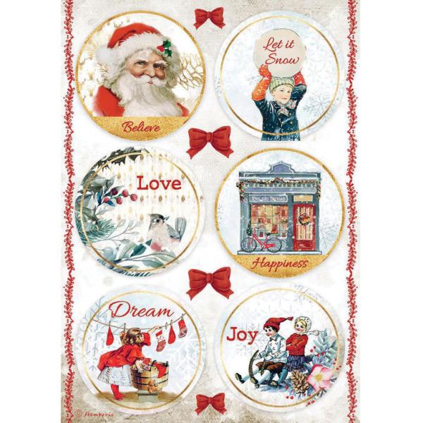 Stamperia A4 Rice Paper Romantic Christmas Rounds #4635