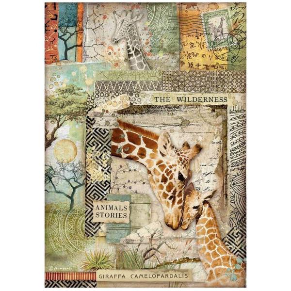 Stamperia A4 Rice Paper Savana Giraffe DFSA4685