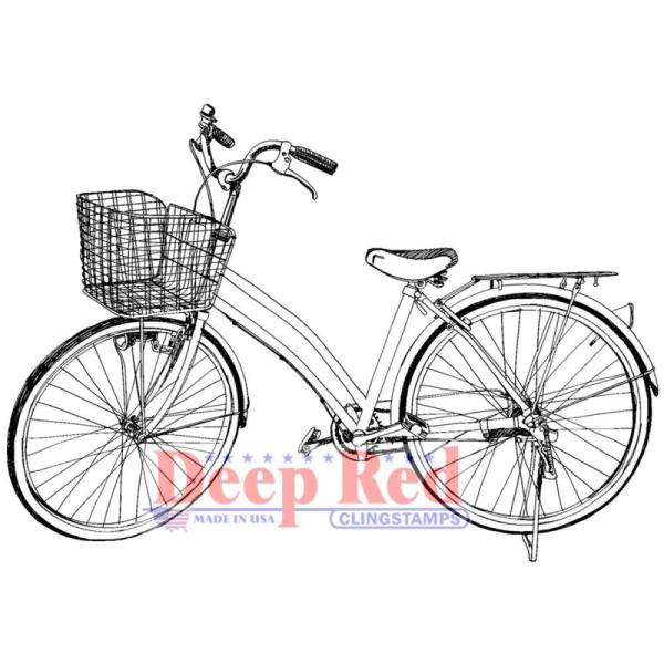 Deep Red Cling Stamp Girls Bicycle