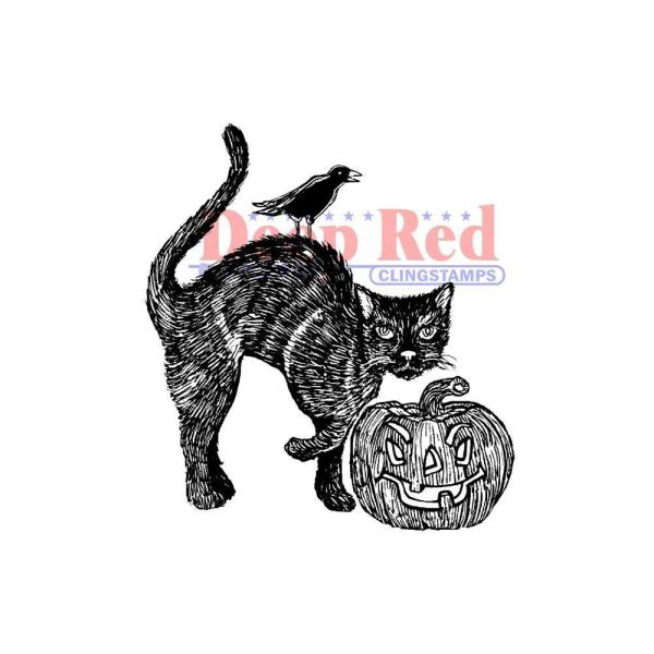 Deep Red Cling Stamp Spooky Cat