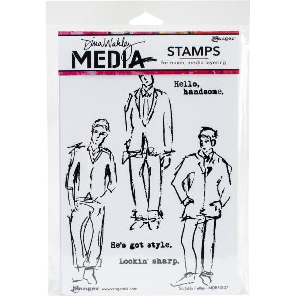 Dina Wakley Media Cling Stamps  Scribbly Fellas
