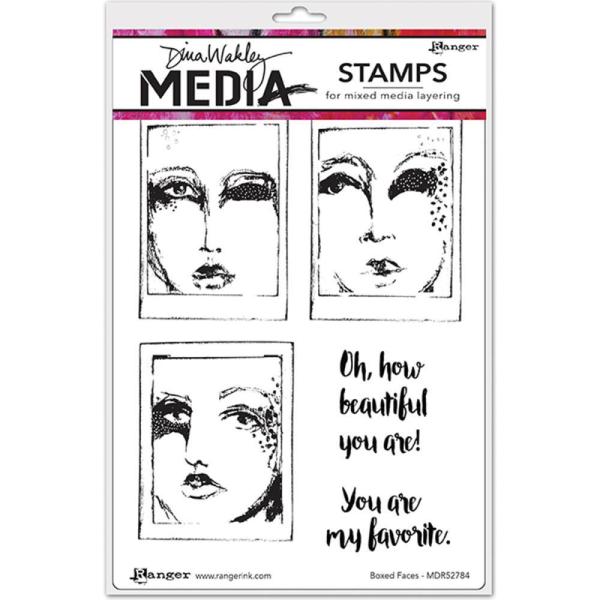 Dina Wakley Media Cling Stamps Boxed Faces