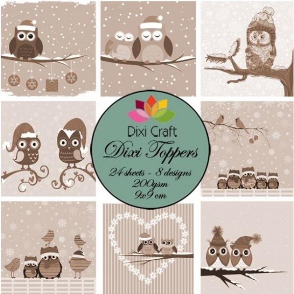 Dixi Craft Toppers Winter Owls Sepia #ET0250