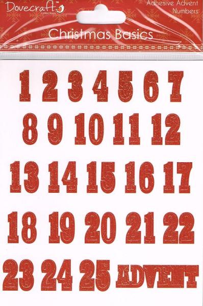Dovecraft Christmas Adhesive Advent Numbers Red