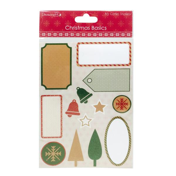 Dovecraft Christmas Basics A5 Glitter Stickers