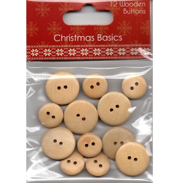 Dovecraft Christmas Basics Wooden Buttons
