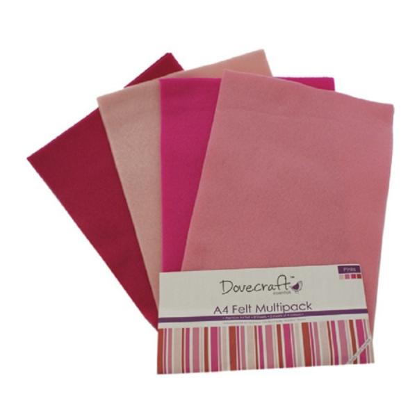 Dovecraft A4 Felt Multiple Pack Pinks