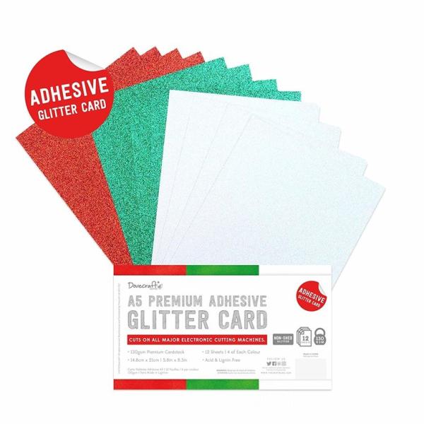 Dovecraft Adhesive Glitter Sheets A5 Festive #47