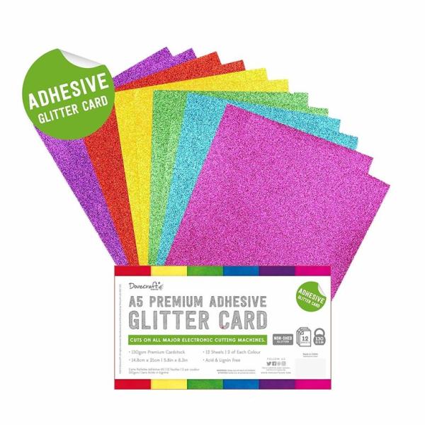 Dovecraft Adhesive Glitter Sheets A5 Rainbow Bright #45