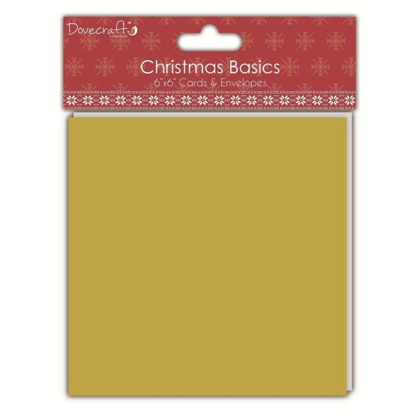 Dovecraft Christmas Basics 6x6 Cards and Envelopes Gold and Silver