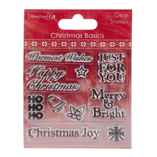 Dovecraft Christmas Basics Clear Stamps Happy Christmas
