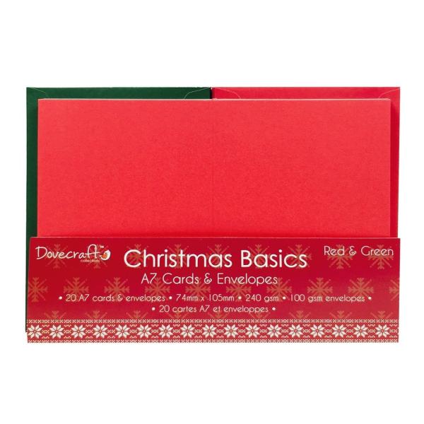 Dovecraft Christmas Basics Mini Cards and Envelopes Red and Green