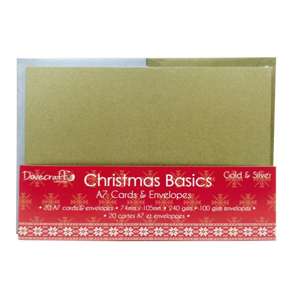 Dovecraft Christmas Basics Mini Cards and Envelopes White and Craft