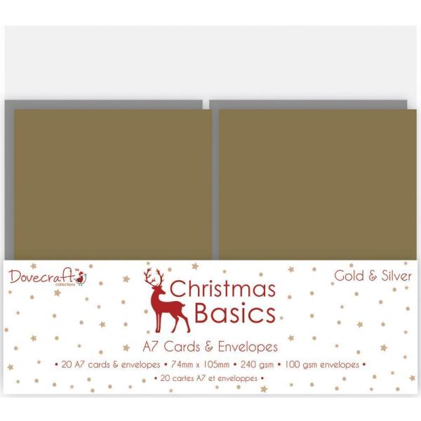 Dovecraft Christmas Basics Minikarten Set Gold & Silver