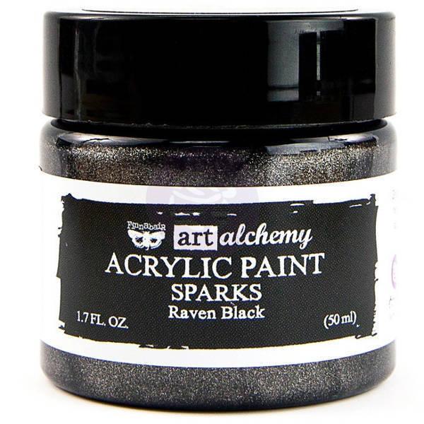 Finnabair Art Alchemy Sparks Acrylic Paint Raven Black