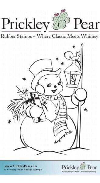 Prickley Pears Stempel Snowman with lantern