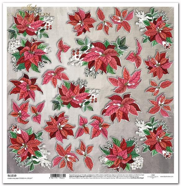 ITD Collection 12x12 Paper Sheet Poinsettia SL1210
