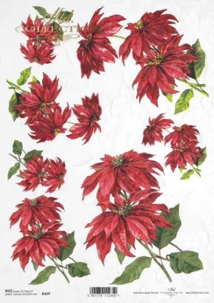 ITD A4 Rice Paper Christmas Flower Poinsettia #0450