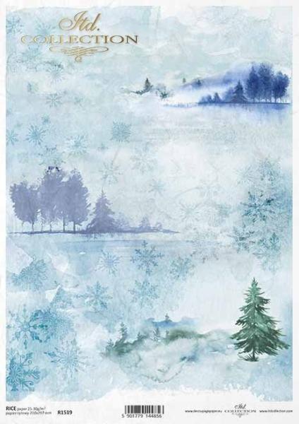 ITD A4 Rice Paper Snowy Mountain Views #1519