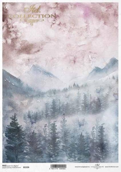 ITD A4 Rice Paper Snowy Mountain Views #1524