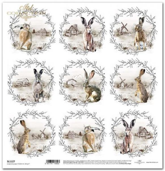 ITD Collection 12x12 Sheet Hares with Wreaths SL1127