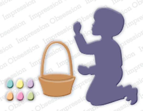 Impression Obsession Die Boy with Easter Basket