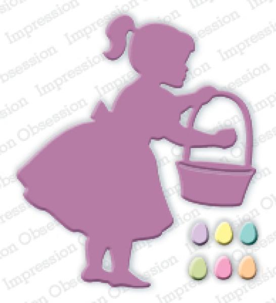 Impression Obsession Die Girl  with Easter Basket