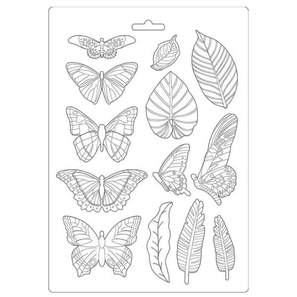 Stamperia A4 Soft Mould Amazonia Leaves and Butterflies #489