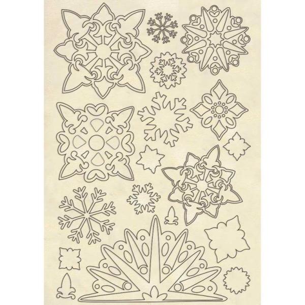 Stamperia Wooden Shape A5 Snowflakes #84