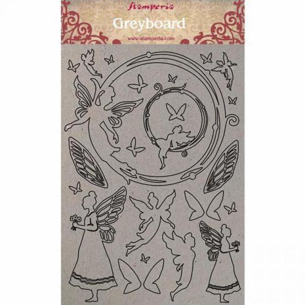 Stamperia A4 Greyboard Chipboards Fairies #407