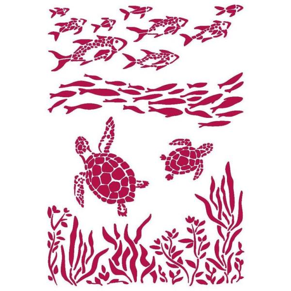 Stamperia Stencil G Romantic Sea Dream Fish and Turtles #KSG460