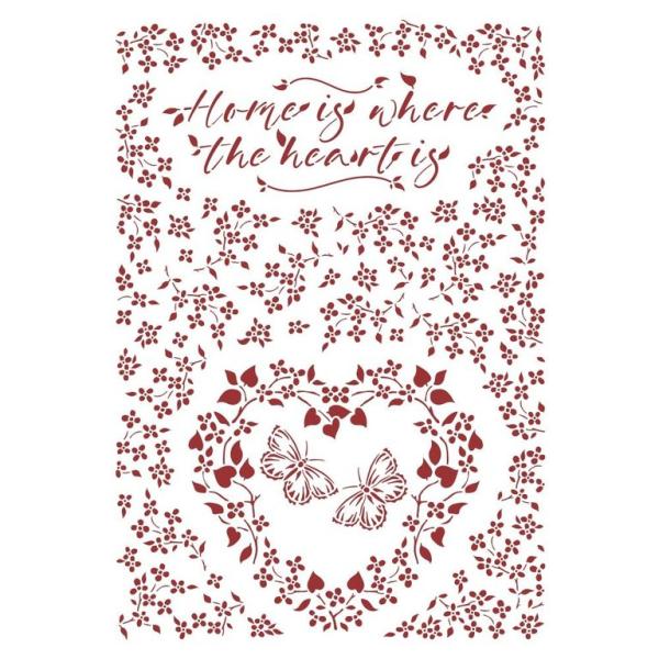 Stamperia Stencil  Provence Home is where the heart is KSG490