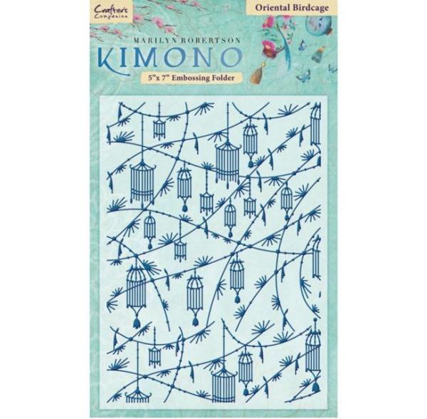 Kimono Embossing Folder Oriental Birdcage