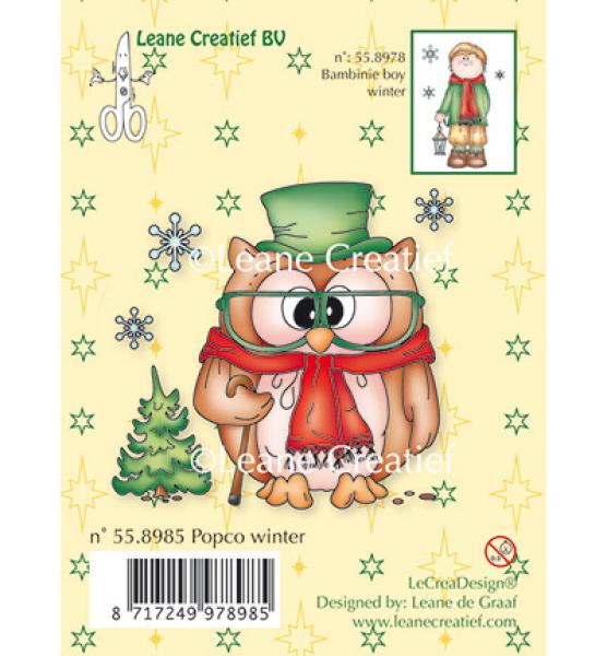 Leane Creatief  Stamp Owl Popco Winter