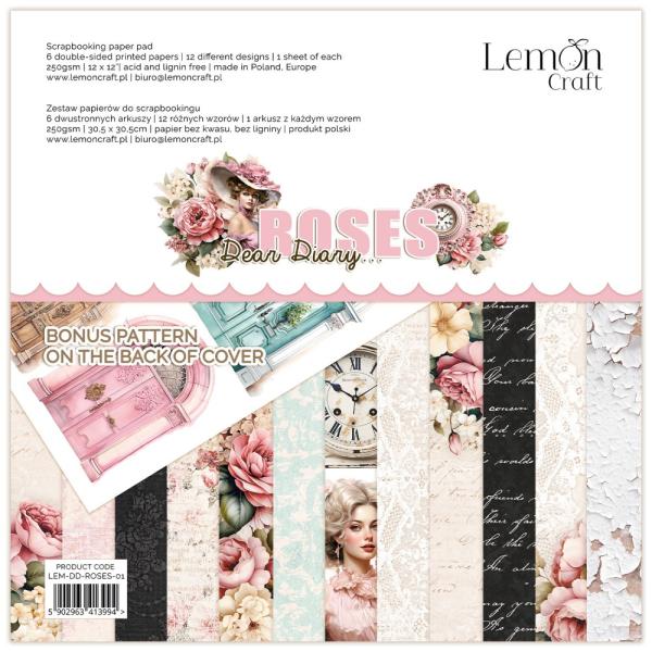 Lemon Craft Dear Diary Roses 12x12 Paper Pack