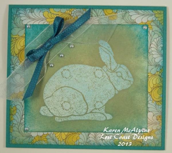 Lost Coast Designs Stamp Rabbit with Flowers