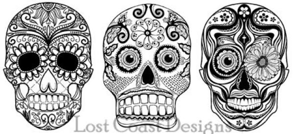 Lost Coast Designs Stamp Three Small Skulls