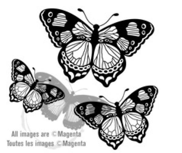Magenta Cling Stamp Butterflies