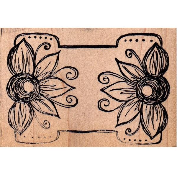 Magenta Wood Stamp Floral Tab