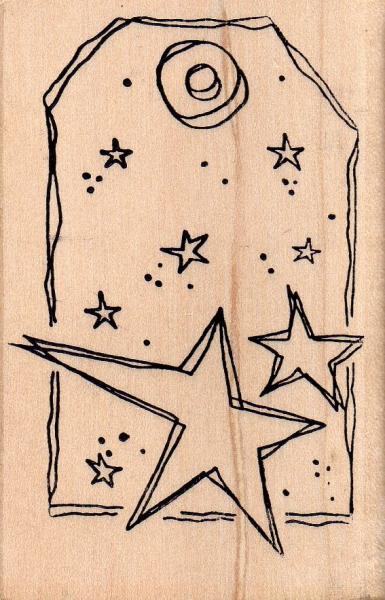 Magenta Wood Stamp Star Tag